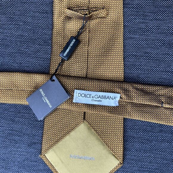 NWT Dolce & Gabbana Cravatte Mens Copper Color Silk Tie Made In Italy - Picture 1 of 9